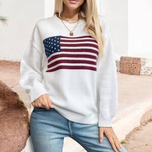 Stylish White Flag Sweater